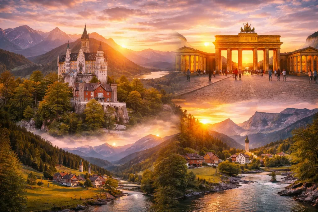 Berliini Brandenburgi värav päikeseloojangul